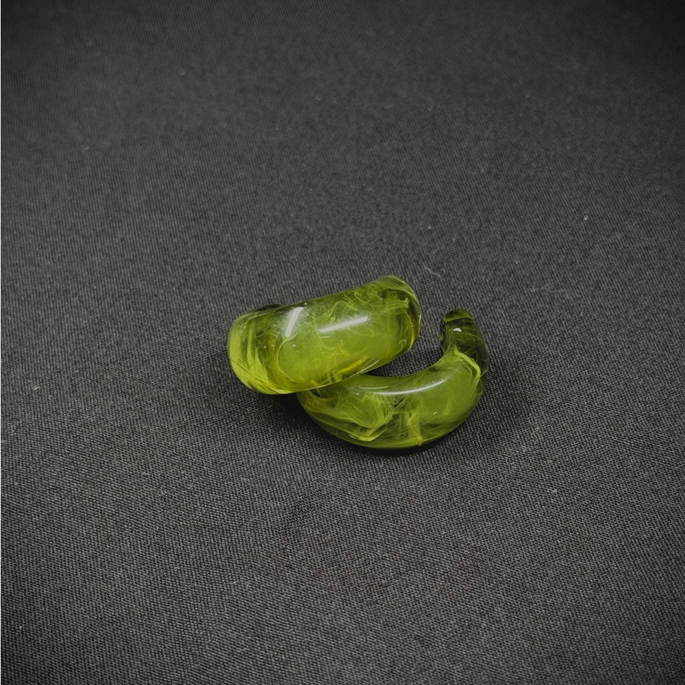 Green Marbled Hoop Earrings